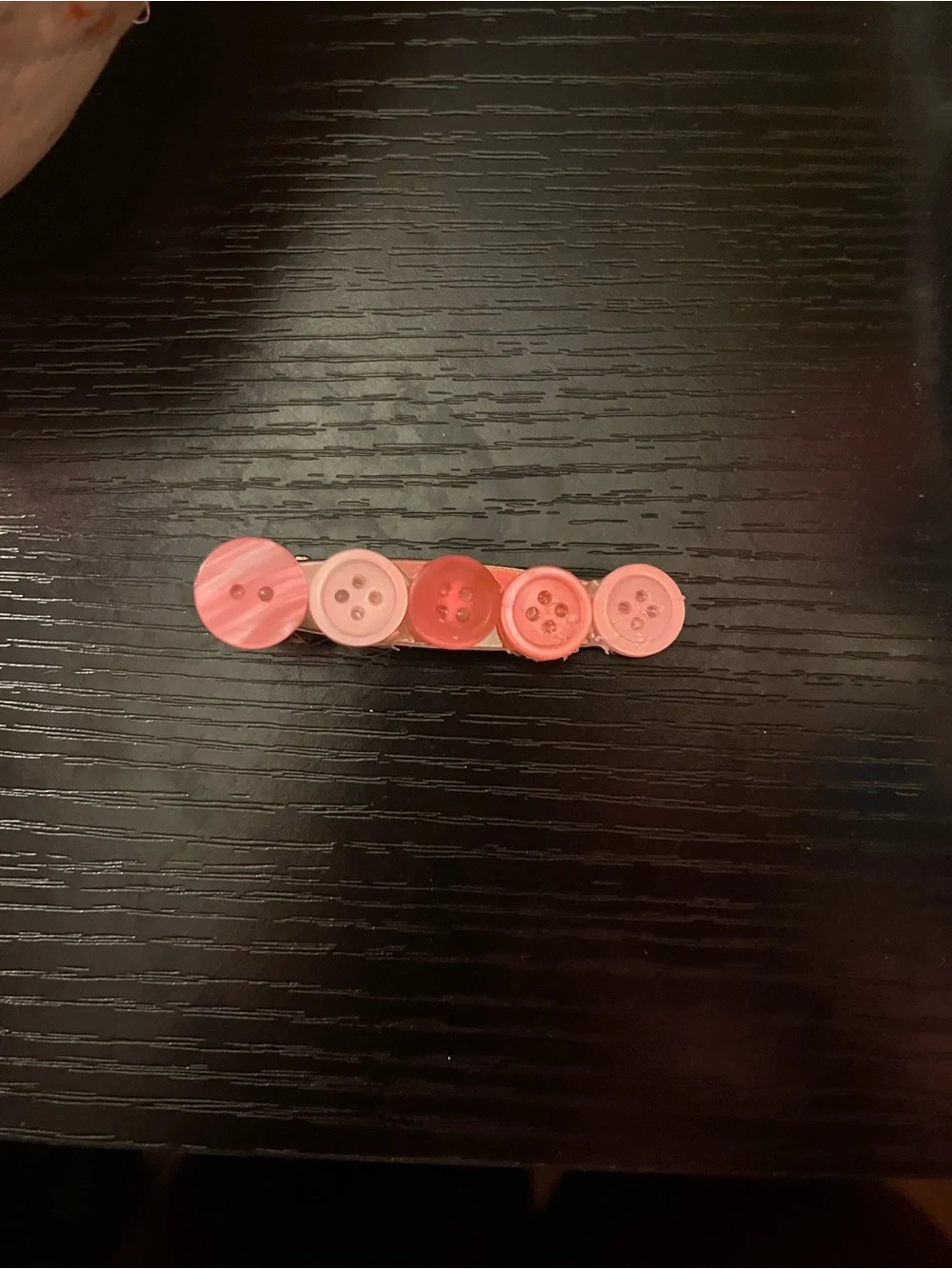Handmade Button Accent Hair Clips - Pink Set